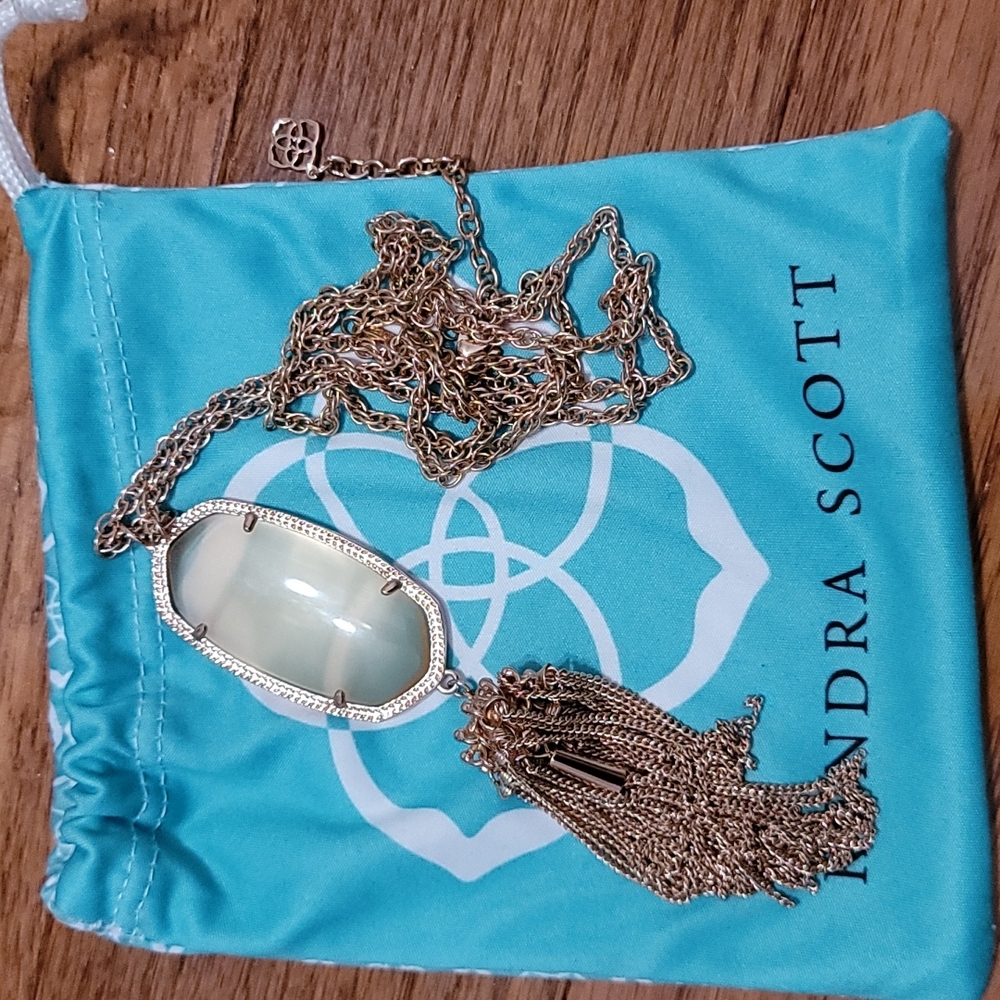 Kendra scott rose gold long pendant necklace